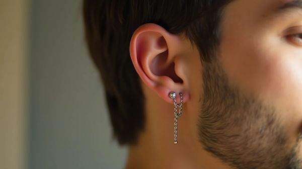 Fausse boucle d'oreille homme : style tendance sans perçage